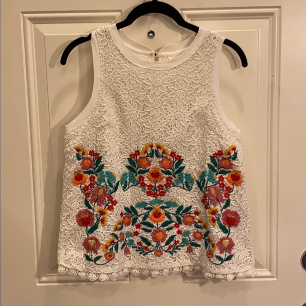 Maeve embroidered lace tank from Anthropologie